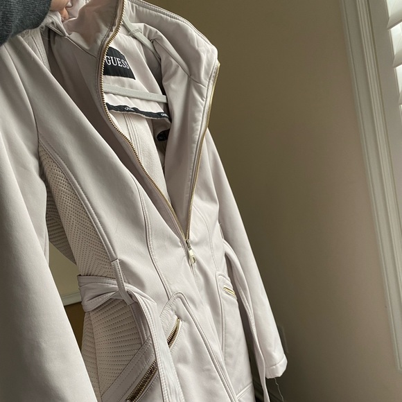 Guess Womens Slim Trench Coat White / Silver - Picture 2 of 7